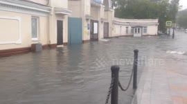 Streets of Vladivostok flooded after heavy rains in Russia