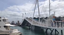 Time lapse of Wynyard Crossing Bridge, Viaduct Harbour, Auckland, New Zealand