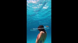 Swimming THROUGH a bubble ring in the Mediterranean