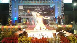 Hammer head man of India breaks wood apples , bricks and tubelights from his head during a program