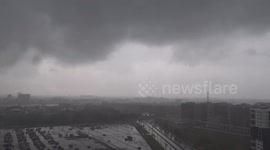 Storm brought pouring heavy rain to St Petersburg, Russia