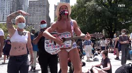 World-famous New York street performer 'Naked Cowboy' told to leave City Hall protest