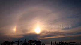 Rare natural phenomenon 'Sun Dog' appearing in the sky over Greece - Sun Halo Ring