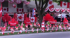 Oh Canada! Ontario house completely covered in country's flags and colors in celebration of Canada Day