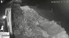 Surveillance catches group of fishermen getting wiped out by a wave in Brazil