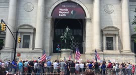 Young Republicans rally to save Theodore Roosevelt statue at NYC's American Museum of Natural History
