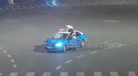 Drunk motorcyclist lands on car roof after having collision with vehicle in China