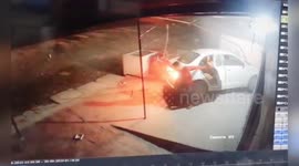 Uncontrollable car ramp in closed shop in Northern India.