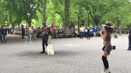 Roller-skating and disco dancing in Central Park, New York