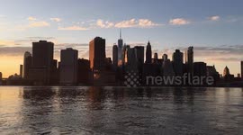Sunset in Manhattan and Brooklyn, New York, skyline
