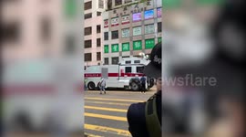 'Brave' Hongkonger gives middle finger to water cannon truck during security law protest