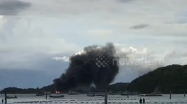 Captain sets his boat on fire while cooking curry for his wife in Thailand
