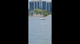 Boat caught on fire in Centennial Park, Barrie July 1, 2020, Canada day