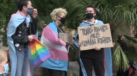 Transgender rights activists protest in London's Parliament Square