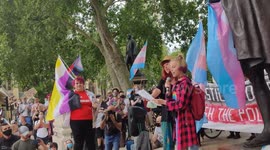 Young Trans Girl Leads Huge Crowd in the chant,