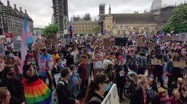 London Trans Protest Rally erupts into Applause during Speech: