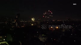 Drone footage shows Fourth of July fireworks going off over New York City