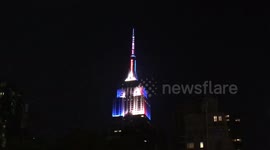 The Empire State Building lit up for the 4th of July celebration in New York City