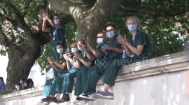 St Thomas' Hospital staff join NHS anniversary clap