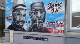 Mural depicting George Floyd and Adama Traoré vandalised in France