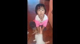 Cleaning up her baby is only her chore.