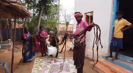 Elderly man with 24-foot-long hair is treated as a god in southern India