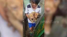 Puppies rescued from junk yard after mother dog went missing in Masbate, Philippines