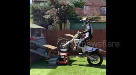 Pro extreme rider destroys backyard shed in motocross fail