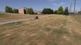 Hot weather in southern Ontario leads to drought conditions and brown grass as the massive heatwave continues with no relief in sight