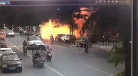 Huge fire breaks out in two-storey house after liquified gas cylinder explodes in China