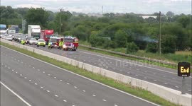 Power line fire shuts M5 motorway at Burnham-On-Sea, Somerset