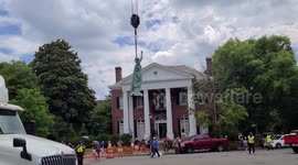 Crews dismantle Jefferson Davis monument in Richmond, Virginia