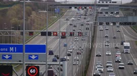 Traffic on the M1 Smart Motorway in near St Albans in Hertfordshire England UK