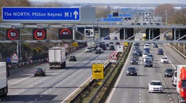 Traffic on the M1 Smart Motorway in Bedfordshire England UK