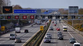 Traffic on the M1 Smart Motorway in Bedfordshire England UK