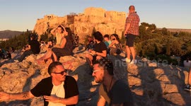 Tourists underneath the Acropolis in Athens Greece as the country prepares for more tourists on 15 July