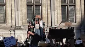 Feminists vs new minister of Interior security, Gerard DARMANIN suspected of rape. Paris city Hall.10july2020.20h30.