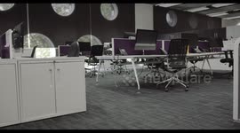 Empty modern office with no people during lockdown covid19 pandemic and economic downturn