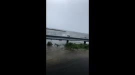 Power lines down in Ocean City, New Jersey due to Tropical Storm Fay's strong winds and rain