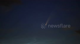 Spectacular view of comet Neowise and rare Noctilucent clouds above the skies in Yorkshire, UK