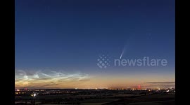 Comet Neowise Rises over North Hertfordshire from Deacon Hill