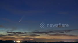 Timelapse of Comet Neowise rising over skies above Yorkshire