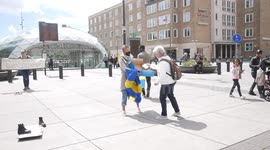 Coronavirus activists ask people to wear face masks in Malmö, Sweden