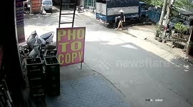 Car washer survives being hit by out-of-control SUV in Vietnam