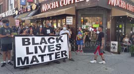 New York: Black Lives Matter demonstrators chant on Brooklyn street corner