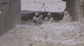 Cape Town's seafront turns white as seafoam covers roads