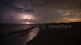 4K Cinematic Beach Lightning Storm Time Lapse - Navarre Beach, Pensacola Beach, Florida
