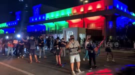 ABS-CBN employees and supporters protest outside station's headquarters in the Philippines