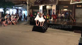 Hand puppet show hits the streets with swan dance in Vietnam