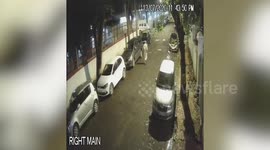 Motorcyclist does snatch and grab for pedestrian's mobile phone in India